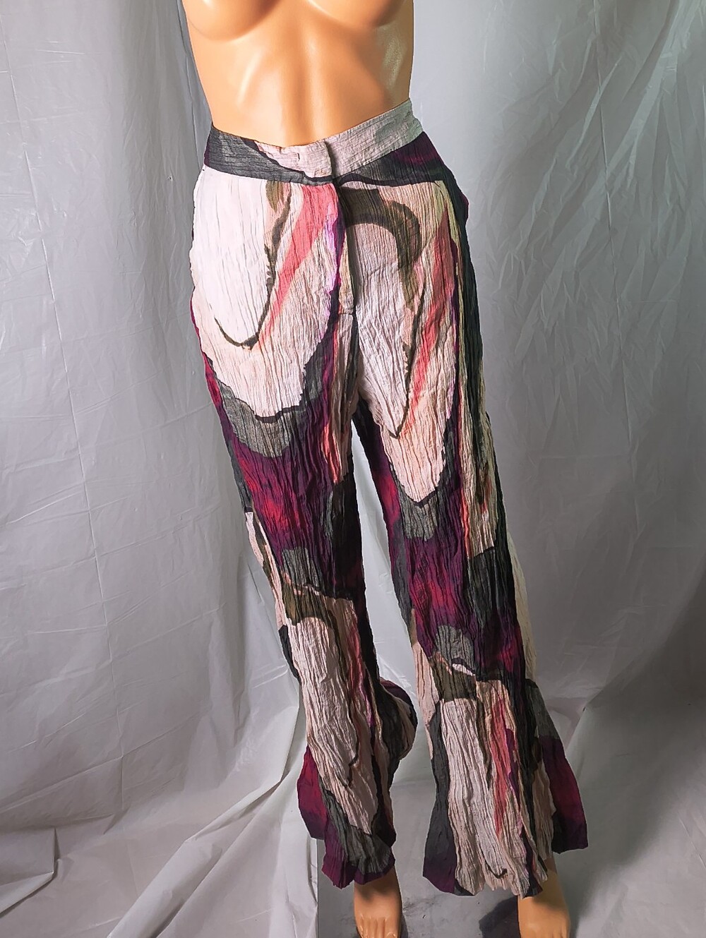 Zara Abstract Watercolor Wide Leg Pants Women's L 8191/716 Lyocell Blend